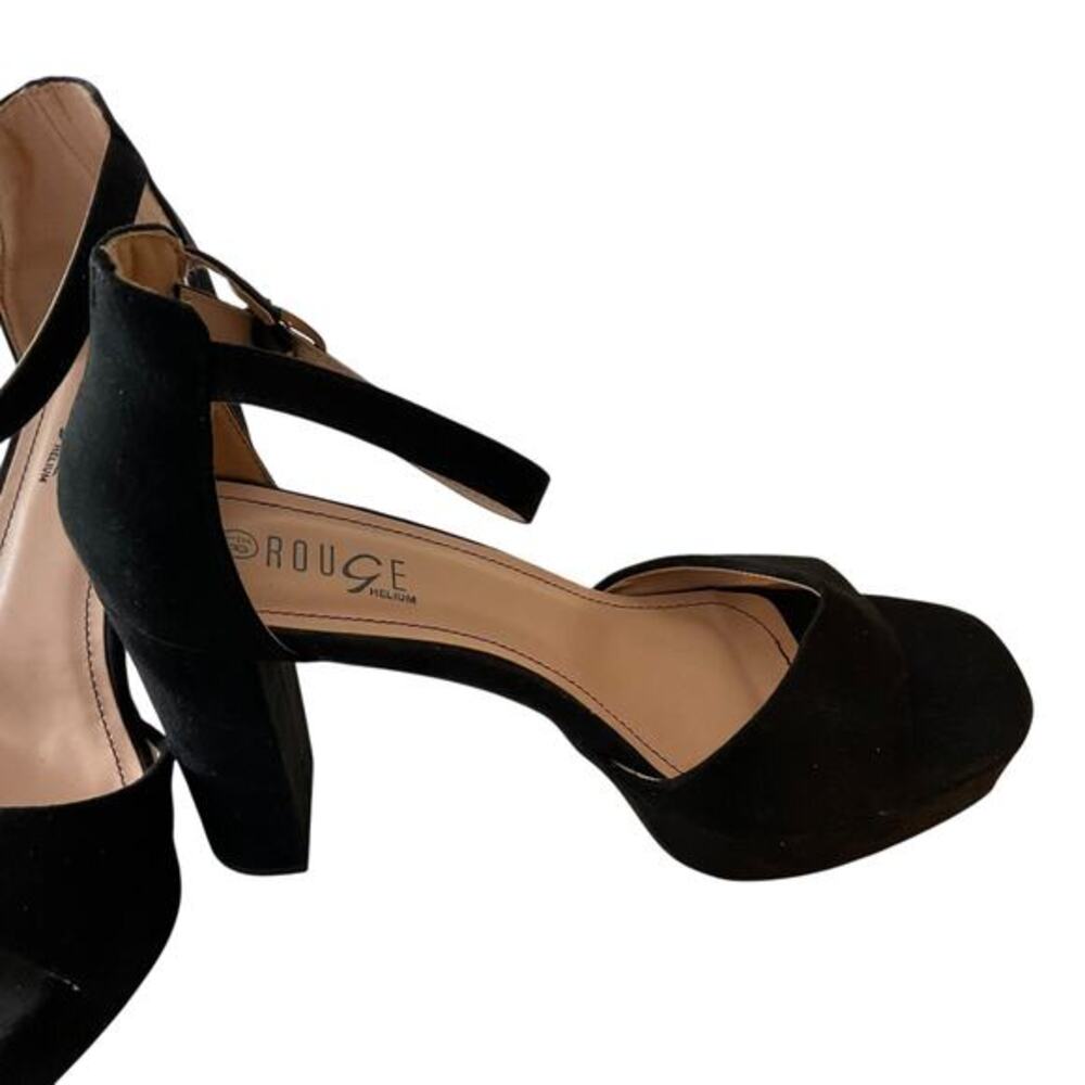 Rouge Helium Shoes Womens‎ Size 8.5 Black Ankle Strap Block Heel Dressy Sandals - Picture 5 of 10